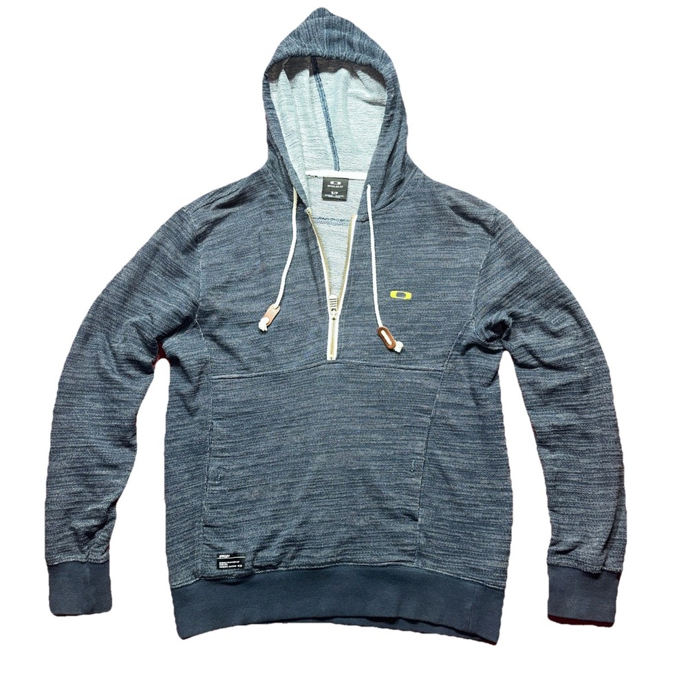 Oakley Blue Pullover 1/2 Zip Long Sleeve Hoodie Sweatshirt Men's Small Regular